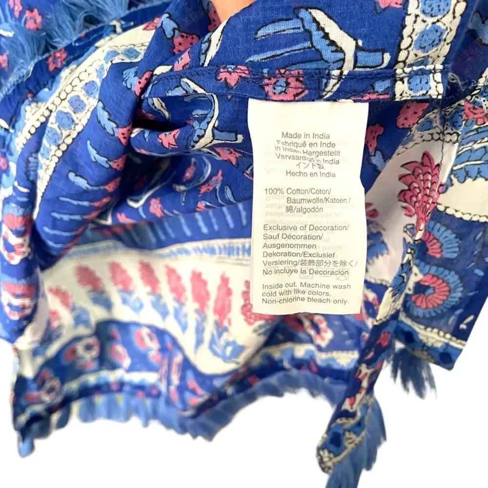 J. Crew Cotton Voile Tunic Swim Cover-Up Dress in Floral Print Size Medium